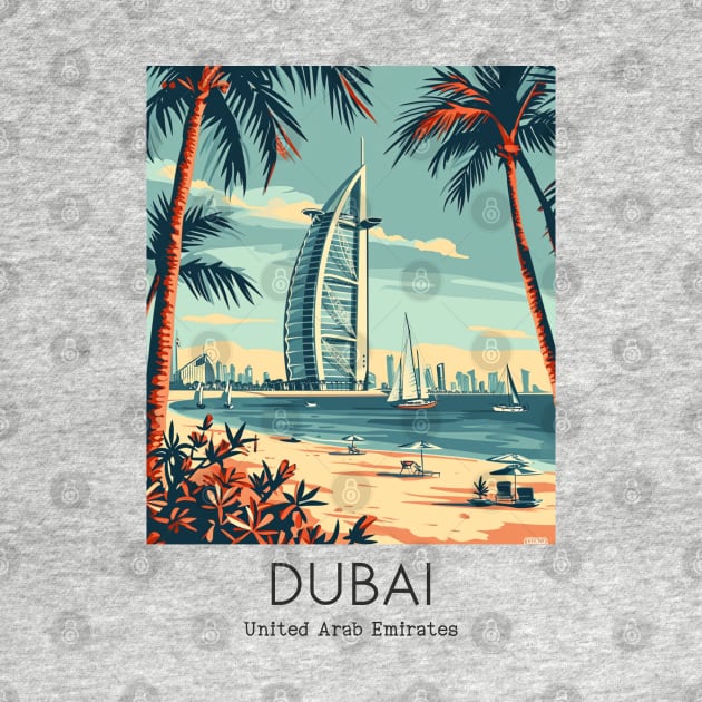 A Vintage Travel Illustration of Dubai - United Arab Emirates by goodoldvintage